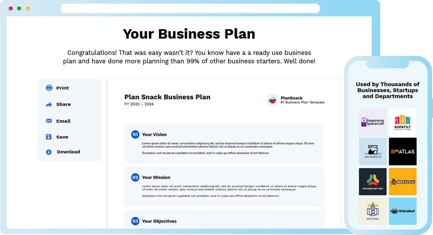 Plansnack Business Plan Template Screenshot