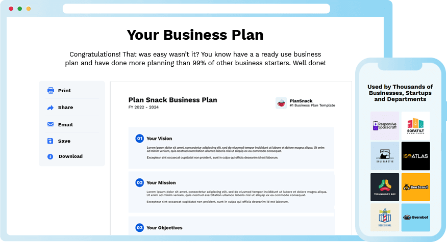 business planning software free download Plansnack Business Plan Template Screenshot